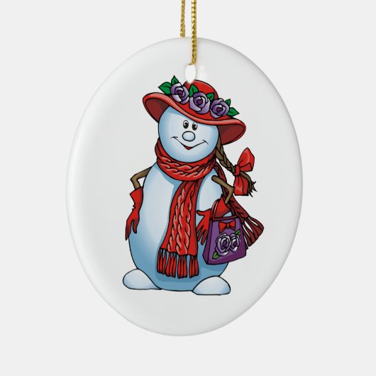 Red Hat Snowlady Keramikornament (Rechts)