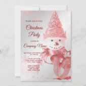 Red Hat Snowman Weihnachts-Party Einladung (Rückseite)