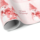 Red Hat Snowman Wrapping Paper Geschenkpapier (Rolleneckpunkt)