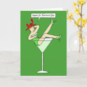 Red Hat St Patrick's Day Cartoon Lady Karte (Gelbe Blume)