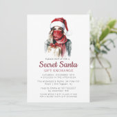 Red Hat und Scarf Secret Weihnachts-Party Einladung (Stehend Vorderseite)