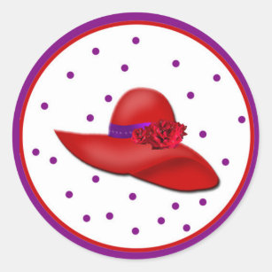 Red Hats Galore Round Stickers