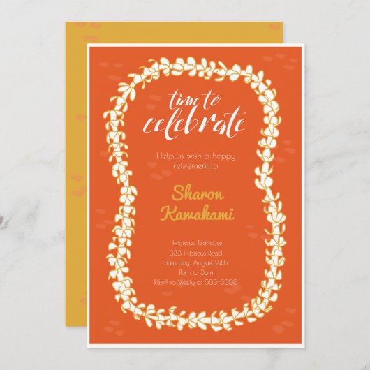 Red Hawaii Party Einladung (Vorne/Hinten)