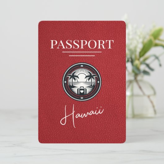 Red Hawaii Passport Save the Date (Stehend Vorderseite)