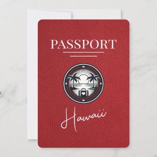 Red Hawaii Passport Save the Date (Vorderseite)
