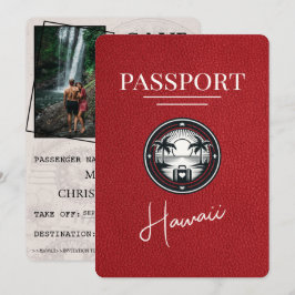 Red Hawaii Passport Save the Date
