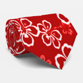 Red Hawaiian Armani Woven Floral Pattern Necktie Krawatte (Gerollt)