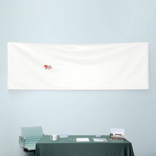 Red Hawaiian Hibiskus mit detaillierten Blättern u Banner (Messeveranstaltung)