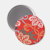 Red Hawaiian Japanisch Kimono Design Floral Magnet (Vorderseite/Rückseite)