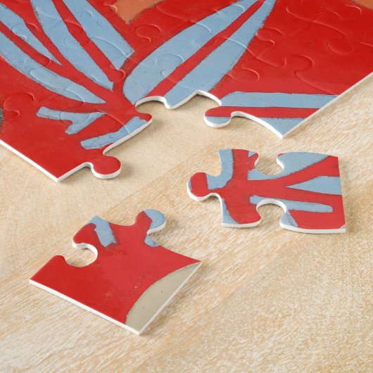 Red Hawaiian Japanisch Kimono Design Floral Puzzle (Seite)