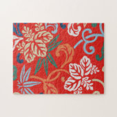 Red Hawaiian Japanisch Kimono Design Floral Puzzle (Horizontal)