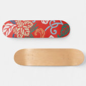 Red Hawaiian Japanisch Kimono Design Floral Skateboard (Horizontal)