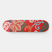 Red Hawaiian Japanisch Kimono Design Floral Skateboard (Horizontal)