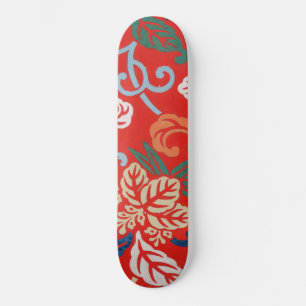 Red Hawaiian Japanisch Kimono Design Floral Skateboard