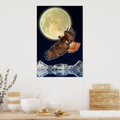RED HAWK MOON II Wildlife Fantasy Art Poster (Küche)