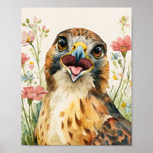 Red Hawk Vintage Poster