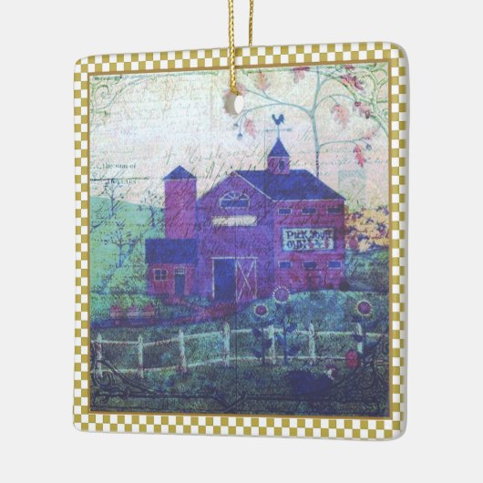 Red Hay Barn Ephemera Keramikornament (Links)