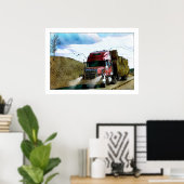 Red Hay Füttre Truck Highway Driving Illustration Poster (Heimbüro)