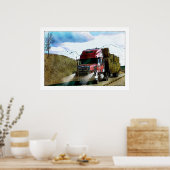 Red Hay Truck Highway Driving Illustration Poster (Küche)