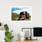 Red Hay Truck Highway Driving Illustration Poster (Heimbüro)