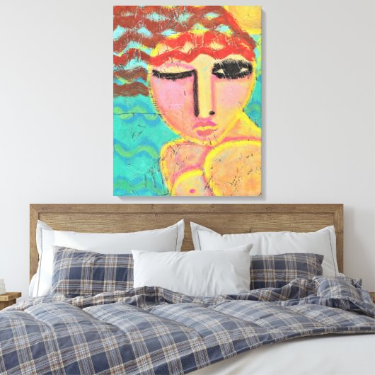 Red Head am Beach Abstrakt Portrait auf OSB Leinwanddruck (Insitu (Schlafzimmer))