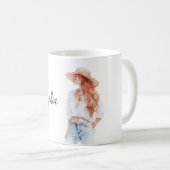 Red Head Female Jeans Kaffeetasse (VorderseiteRechts)