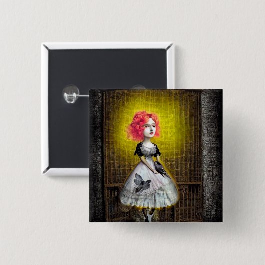 Red Head Girl with Bird Button (Vorne & Hinten)