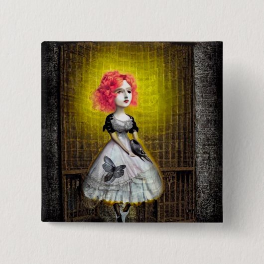 Red Head Girl with Bird Button (Vorderseite)