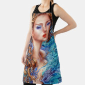 Red Head Goddess Blue Ocean Waves Fantasy Art Schürze (InSitu)