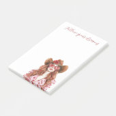 Red Head Lady Mint Dress Post-it Klebezettel (angewinkelt)