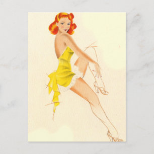 Red Head Pinup Postkarte