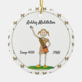 Red Headed Brownie Girl Scouting Brown Schmetterli Keramik Ornament (Vorne)