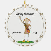 Red Headed Brownie Girl Scouting Brown Schmetterli Keramik Ornament (Hinten)