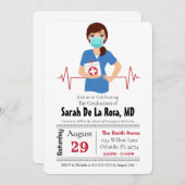 Red Headed Girl Medical School Abschluss laden Einladung (Vorne/Hinten)