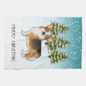Red Headed Tri Pembroke Corgi Winter Weihnachten Geschirrtuch (Horizontal)