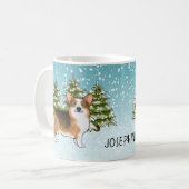 Red Headed Tri Pembroke Corgi Winter Weihnachten Kaffeetasse (Vorderseite Links)