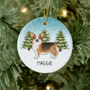 Red Headed Tri Pembroke Corgi Winter Weihnachten Keramik Ornament