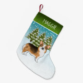 Red Headed Tri Pembroke Corgi Winter Weihnachten Kleiner Weihnachtsstrumpf (Vorderansicht (hängend))