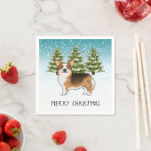 Red Headed Tri Pembroke Corgi Winter Weihnachten Serviette (Beispiel)