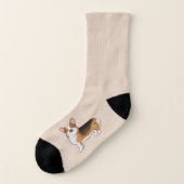 Red Headed Tri Pembroke Welsh Corgi Cartoon Dog Socken (Links - Außen)