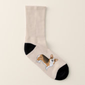 Red Headed Tri Pembroke Welsh Corgi Cartoon Dog Socken (Rechts - Außen)