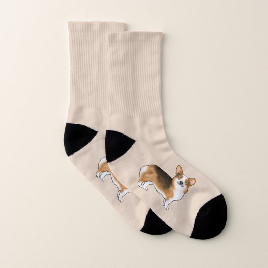Red Headed Tri Pembroke Welsh Corgi Cartoon Dog Socken (Paar)