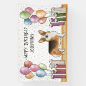 Red Headed Tri Pembroke Welsh Corgi Happy Birthday Banner (Vertikal)