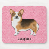 Red Headed Tri Pembroke Welsh Corgi Herz & Name Mousepad (Vorne)
