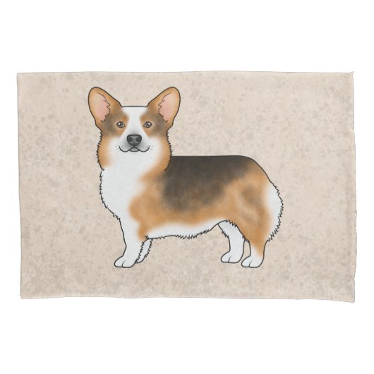 Red Headed Tri Pembroke Welsh Corgi Hunde Beige Kissenbezug (Vorderseite-Links)