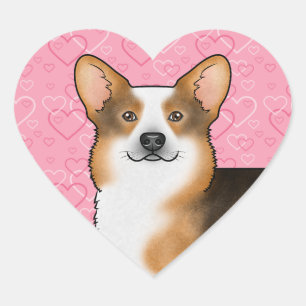 Red Headed Tri Pembroke Welsh Corgi Liebe Pink Herz-Aufkleber
