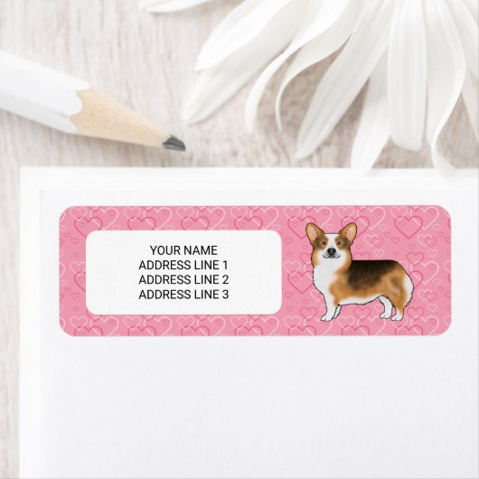 Red Headed Tri Pembroke Welsh Corgi Pink Herz (Insitu)