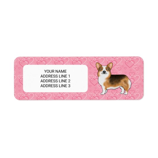Red Headed Tri Pembroke Welsh Corgi Pink Herz (Vorne)