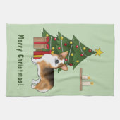 Red Headed Tri Pembroke Welsh Corgi Weihnachtsbaum Geschirrtuch (Horizontal)