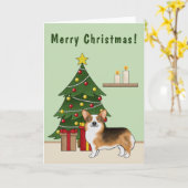 Red Headed Tri Pembroke Welsh Corgi Weihnachtsbaum Karte (Gelbe Blume)
